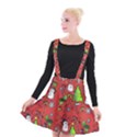 Santa Snowman Gift Holiday Christmas Cartoon Suspender Skater Skirt View1