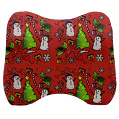 Santa Snowman Gift Holiday Christmas Cartoon Velour Head Support Cushion by Ravend