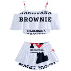 I Love Marijuana Brownie Kids  Off Shoulder Skirt Bikini by ilovewhateva