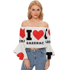 I Love Sazerac Off Shoulder Flutter Bell Sleeve Top by ilovewhateva