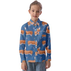 Corgi Patterns Kids  Long Sleeve Shirt by Salman4z