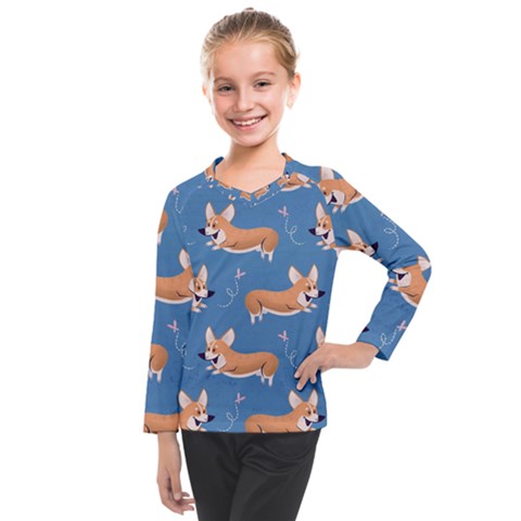 Corgi Patterns Kids  Long Mesh Tee by Salman4z