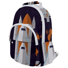 Rocket Space Universe Spaceship Rounded Multi Pocket Backpack by Salman4z