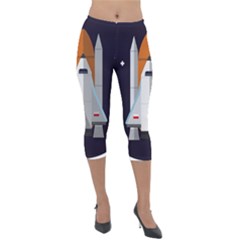 Rocket Space Universe Spaceship Lightweight Velour Capri Leggings  by Salman4z