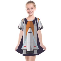 Rocket Space Universe Spaceship Kids  Smock Dress by Salman4z