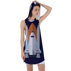 Rocket Space Universe Spaceship Racer Back Hoodie Dress by Salman4z