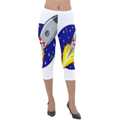 Rocket Ship Launch Vehicle Moon Lightweight Velour Capri Leggings  by Salman4z