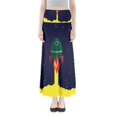 Rocket Halftone Astrology Astronaut Full Length Maxi Skirt by Salman4z