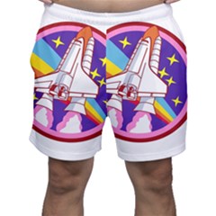 Badge Patch Pink Rainbow Rocket Men s Shorts by Salman4z