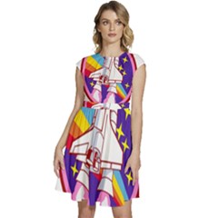 Badge Patch Pink Rainbow Rocket Cap Sleeve High Waist Dress by Salman4z