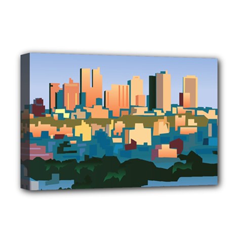 City Buildings Urban Dawn Deluxe Canvas 18  X 12  (stretched) by Salman4z