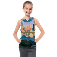 City Buildings Urban Dawn Kids  Sleeveless Hoodie by Salman4z