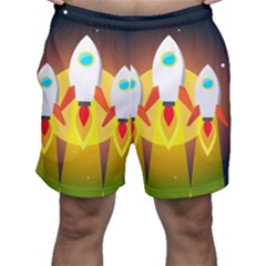 Rocket Take Off Missiles Cosmos Men s Shorts by Salman4z