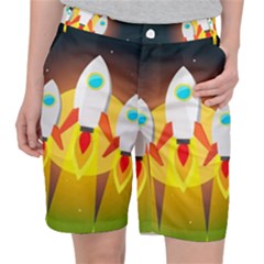 Rocket Take Off Missiles Cosmos Women s Pocket Shorts by Salman4z