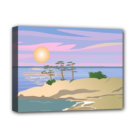 Vacation Island Sunset Sunrise Deluxe Canvas 16  X 12  (stretched)  by Salman4z