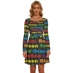 Red Yellow Blue Green Purple Long Sleeve Wide Neck Velvet Dress by Salman4z