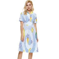 Science Fiction Outer Space Button Top Knee Length Dress by Salman4z