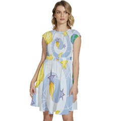 Science Fiction Outer Space Cap Sleeve High Waist Dress by Salman4z