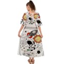 Astronaut Drawing Planet Kimono Sleeve Boho Dress View2