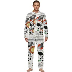 Astronaut Drawing Planet Men s Long Sleeve Velvet Pocket Pajamas Set by Salman4z