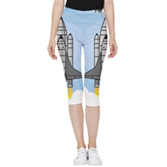 Rocket Shuttle Spaceship Science Inside Out Lightweight Velour Capri Leggings  by Salman4z