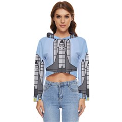 Rocket Shuttle Spaceship Science Women s Lightweight Cropped Hoodie by Salman4z