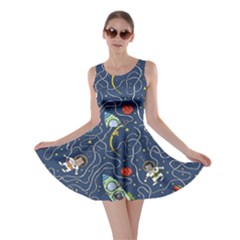 Cat Cosmos Cosmonaut Rocket Skater Dress by Salman4z