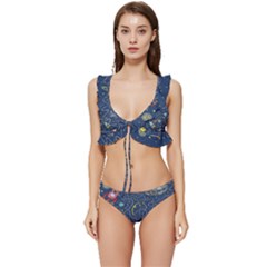 Cat Cosmos Cosmonaut Rocket Low Cut Ruffle Edge Bikini Set by Salman4z