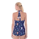 Cute Astronaut Cat With Star Galaxy Elements Seamless Pattern Boyleg Halter Swimsuit  View2