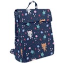 Cute Astronaut Cat With Star Galaxy Elements Seamless Pattern Flap Top Backpack View2