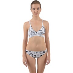 Pattern Hipster Abstract Form Geometric Line Variety Shapes Polkadots Fashion Style Seamless Wrap Around Bikini Set by Salman4z