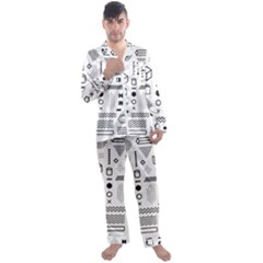 Pattern Hipster Abstract Form Geometric Line Variety Shapes Polkadots Fashion Style Seamless Men s Long Sleeve Satin Pajamas Set by Salman4z