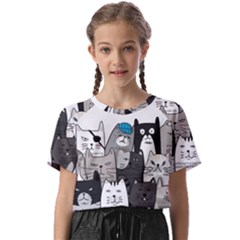 Cute Cat Hand Drawn Cartoon Style Kids  Basic Tee by Salman4z