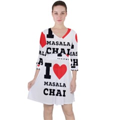 I Love Masala Chai Quarter Sleeve Ruffle Waist Dress by ilovewhateva