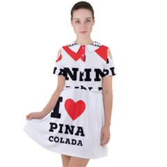 I Love Pina Colada Short Sleeve Shoulder Cut Out Dress 