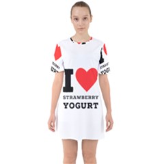 I Love Strawberry Yogurt Sixties Short Sleeve Mini Dress by ilovewhateva