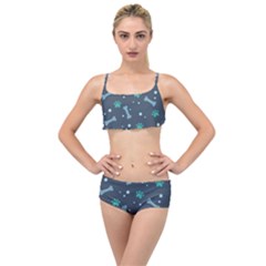 Bons Foot Prints Pattern Background Layered Top Bikini Set by Salman4z