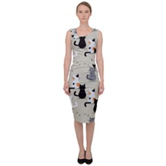 Cute Cat Seamless Pattern Sleeveless Pencil Dress by Salman4z