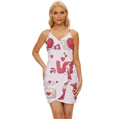 Hand Drawn Valentines Day Element Collection Wrap Tie Front Dress by Salman4z