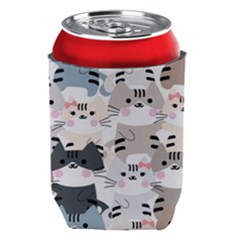 Cute Cat Couple Seamless Pattern Cartoon Can Holder by Salman4z