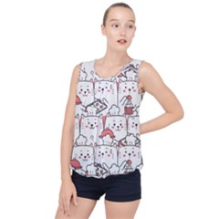 Cute Cat Chef Cooking Seamless Pattern Cartoon Bubble Hem Chiffon Tank Top by Salman4z