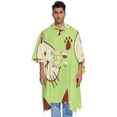 Cute Hand Drawn Cat Seamless Pattern Men s Hooded Rain Ponchos by Salman4z