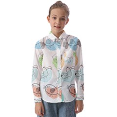 Cartoon Bird Cute Doodle Bird Kids  Long Sleeve Shirt by Salman4z