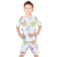 Cartoon Bird Cute Doodle Bird Kids  Tee And Shorts Set by Salman4z