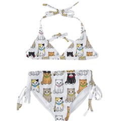 Cat Kitten Seamless Pattern Kids  Classic Bikini Set by Salman4z