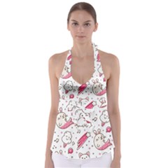 Cute Animal Seamless Pattern Kawaii Doodle Style Babydoll Tankini Top by Salman4z