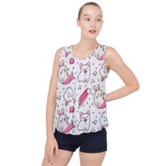 Cute Animal Seamless Pattern Kawaii Doodle Style Bubble Hem Chiffon Tank Top by Salman4z