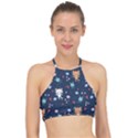 Cute-astronaut-cat-with-star-galaxy-elements-seamless-pattern Racer Front Bikini Top View1