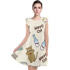 Happy-cats-pattern-background Tie Up Tunic Dress by Salman4z