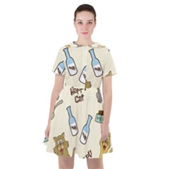 Happy-cats-pattern-background Sailor Dress by Salman4z